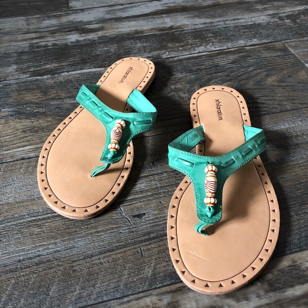 Xhilaration by Target Green Beaded Flip Flops